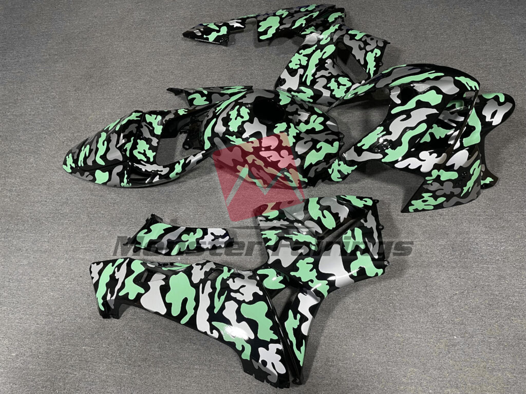 Honda CBR600RR custom ABS fairings 2005 - 2006 in Gloss Light Green Camo - durable replacement kit, Monster Fairings