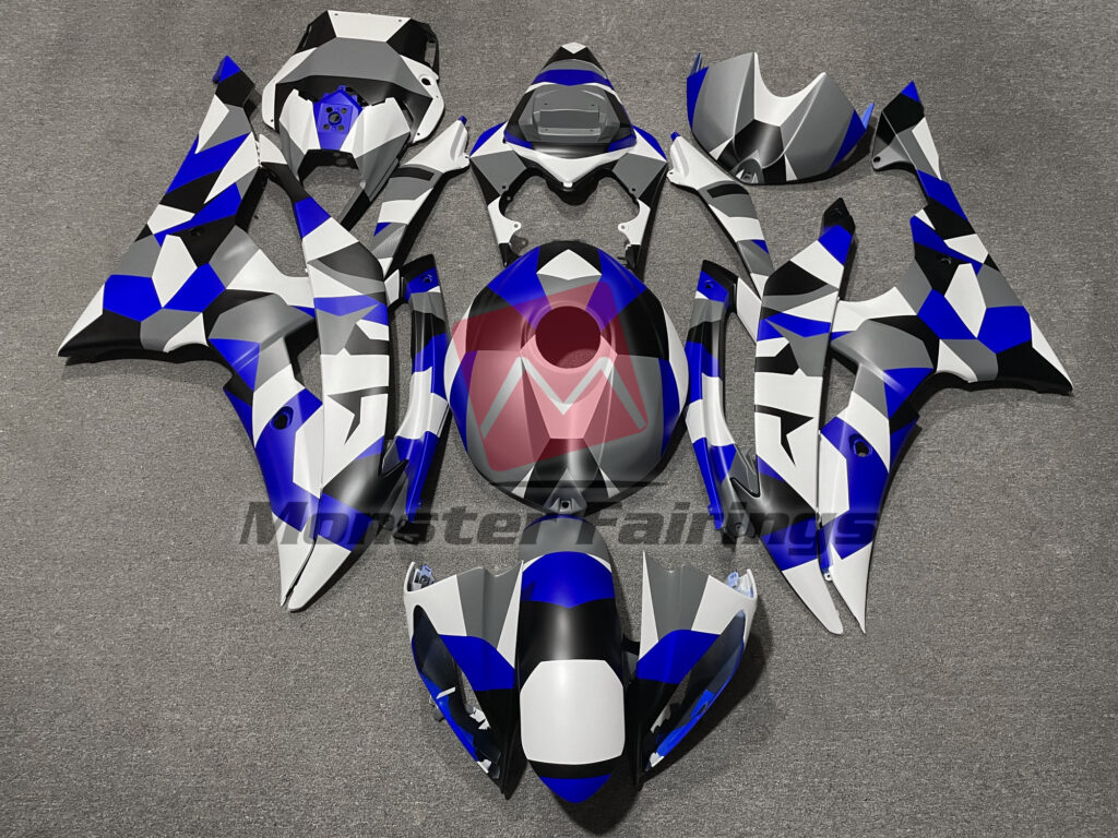Yamaha R6 2008 - 2016 Gloss Blue Camo ABS fairings - custom motorcycle bodywork kit by Monster Fairings