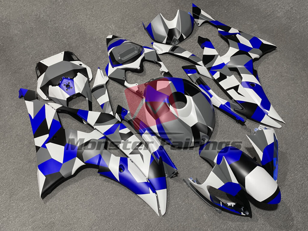 Yamaha R6 custom ABS fairings 2008 - 2016 in Gloss Blue Camo - durable replacement kit, Monster Fairings