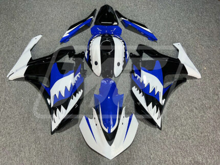 Yamaha R3 2014-2018 Gloss Black & Blue with White Shark ABS Fairings | Monster Fairings