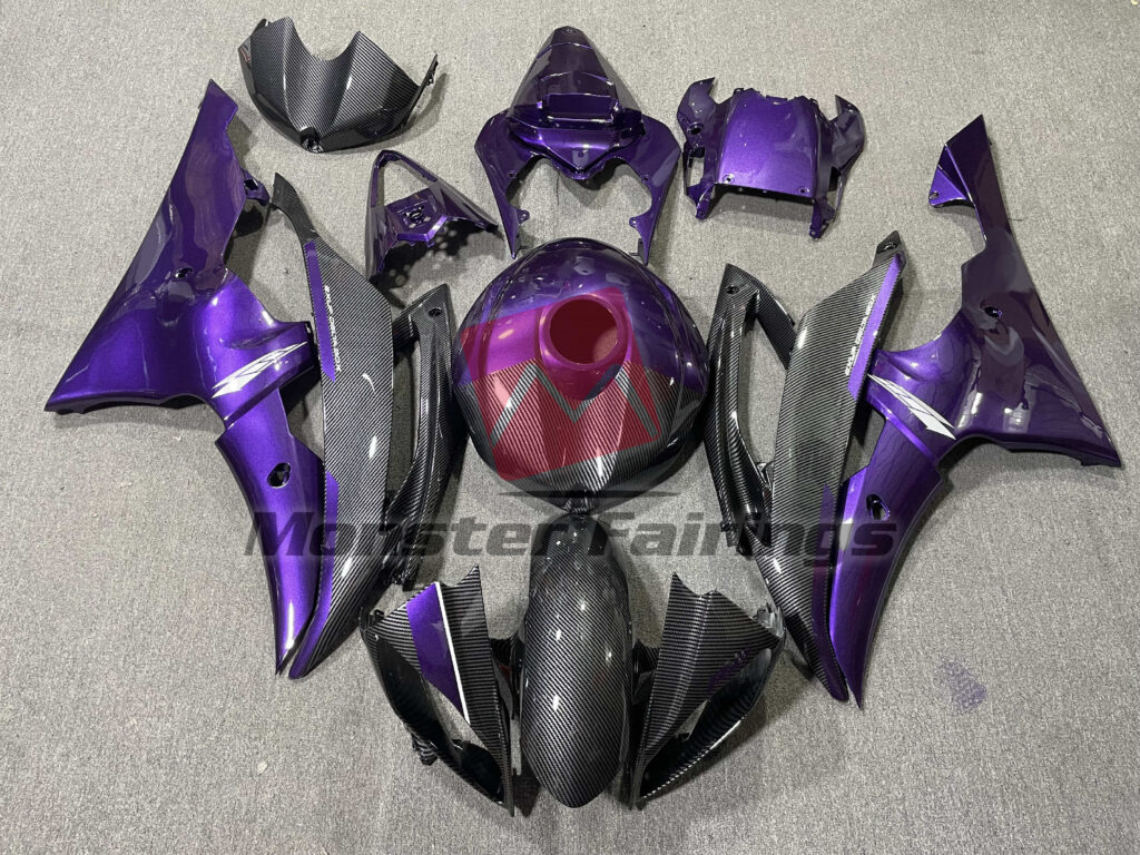 Yamaha R6 2008 - 2016 Carbon Fiber Style Gloss Purple ABS fairings - custom motorcycle bodywork kit by Monster Fairings