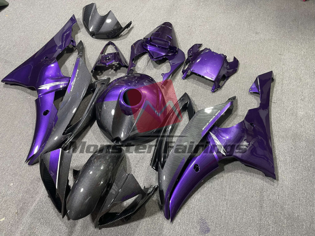 Carbon Fiber Style Gloss Purple ABS fairings for Yamaha R6 2008 - 2016 - premium OEM fit kit by Monster Fairings