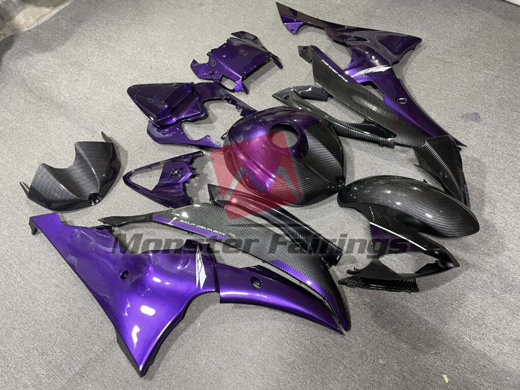 Yamaha R6 custom ABS fairings 2008 - 2016 in Carbon Fiber Style Gloss Purple - durable replacement kit, Monster Fairings