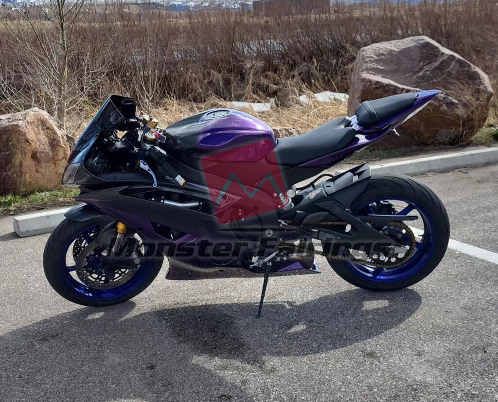 Monster Fairings ABS fairing kit for Yamaha R6 2008 - 2016 - Carbon Fiber Style Gloss Purple, precise OEM fit