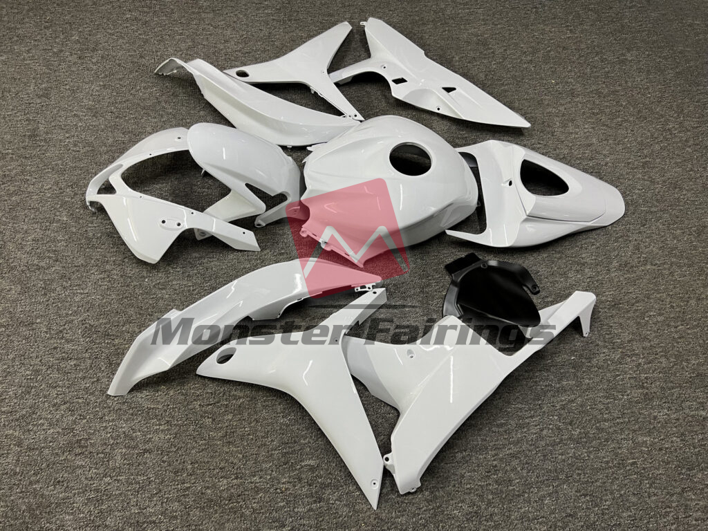 2007 - 2008 Honda CBR600RR Gloss White Plain fairing set - ABS injection, custom painted by Monster Fairings