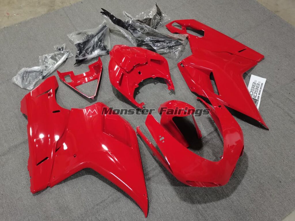 Plain Gloss Red ABS fairings for Ducati 848 1098 1198 2007 - 2012 - premium OEM fit kit by Monster Fairings