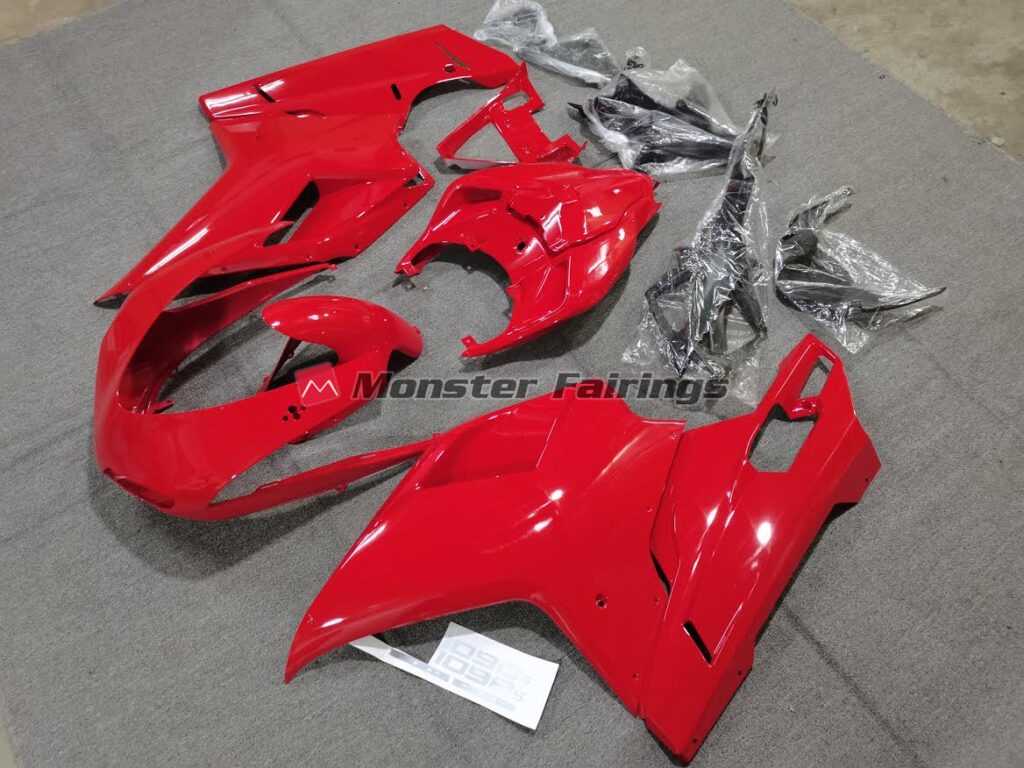 Ducati 848 1098 1198 custom ABS fairings 2007 - 2012 in Plain Gloss Red - durable replacement kit, Monster Fairings
