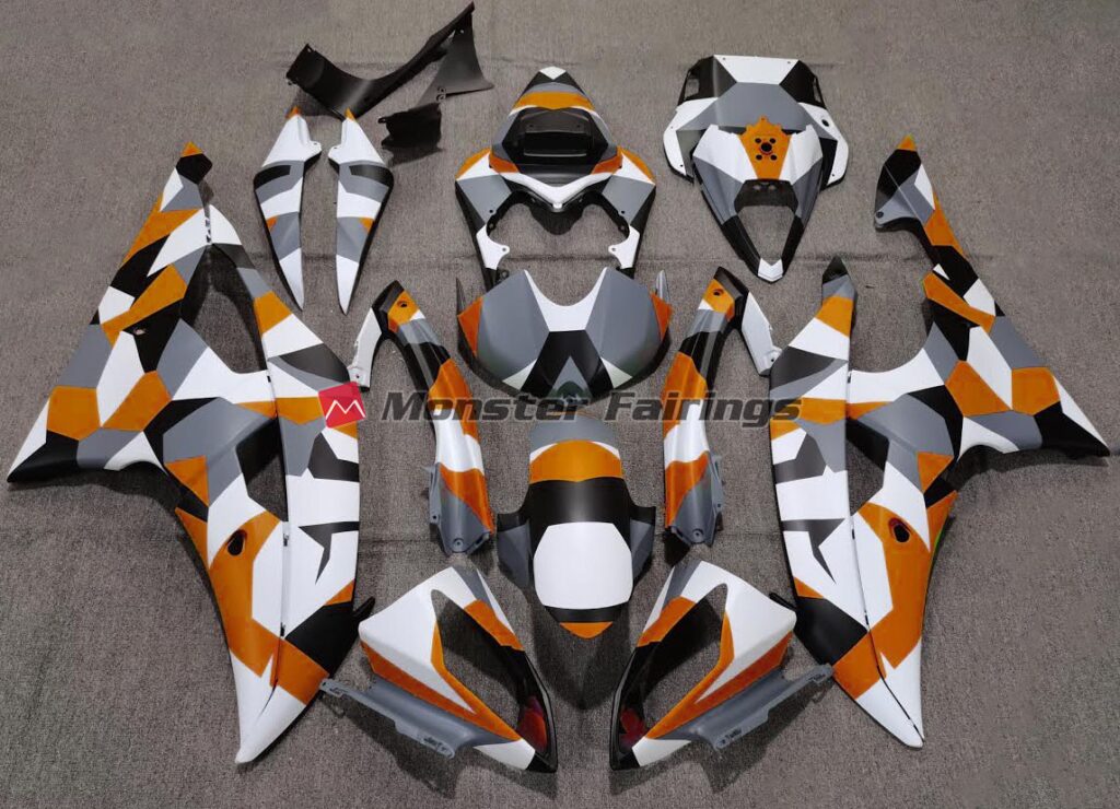 Yamaha R6 2008 - 2016 Gloss Orange Camo ABS fairings - custom motorcycle bodywork kit by Monster Fairings