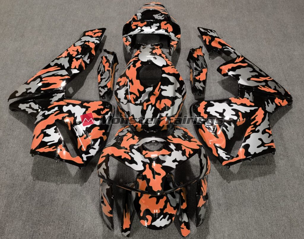 Honda CBR600RR 2005 - 2006 Gloss Light Orange Camo ABS fairings - custom motorcycle bodywork kit by Monster Fairings