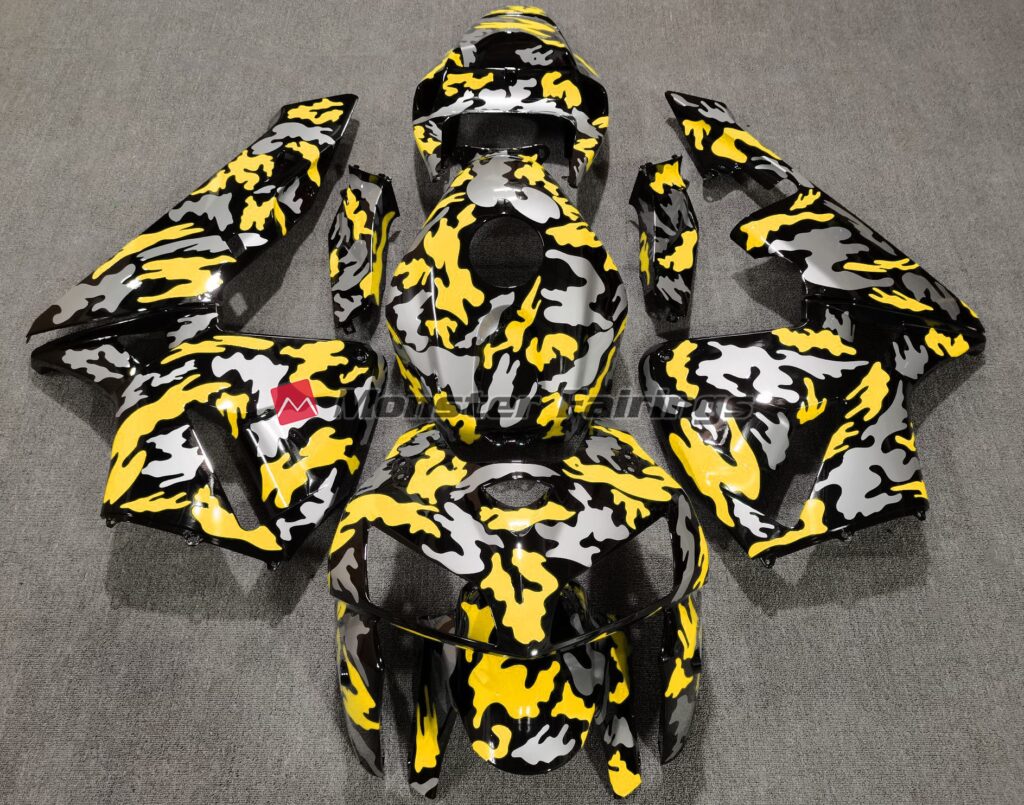 Honda CBR600RR 2005 - 2006 Gloss Yellow & Silver Camo ABS fairings - custom motorcycle bodywork kit by Monster Fairings