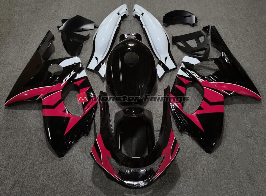 Yamaha YZF600 1998 - 2007 Gloss Black Red White ABS fairings - custom motorcycle bodywork kit by Monster Fairings