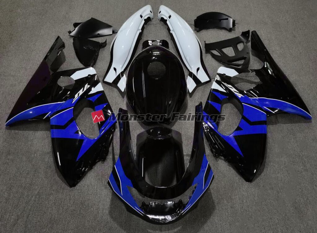Yamaha YZF600 1998 - 2007 Gloss Black Blue White ABS fairings - custom motorcycle bodywork kit by Monster Fairings