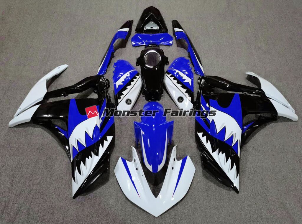 Yamaha R3 2014 - 2018 White Shark Blue ABS fairings - custom motorcycle bodywork kit by Monster Fairings