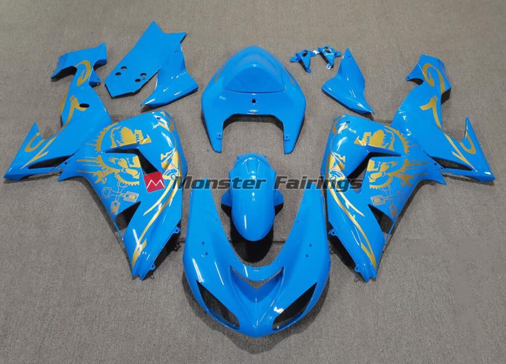 Kawasaki ZX10R 2006 - 2007 Light Blue Gold ABS fairings - custom motorcycle bodywork kit by Monster Fairings