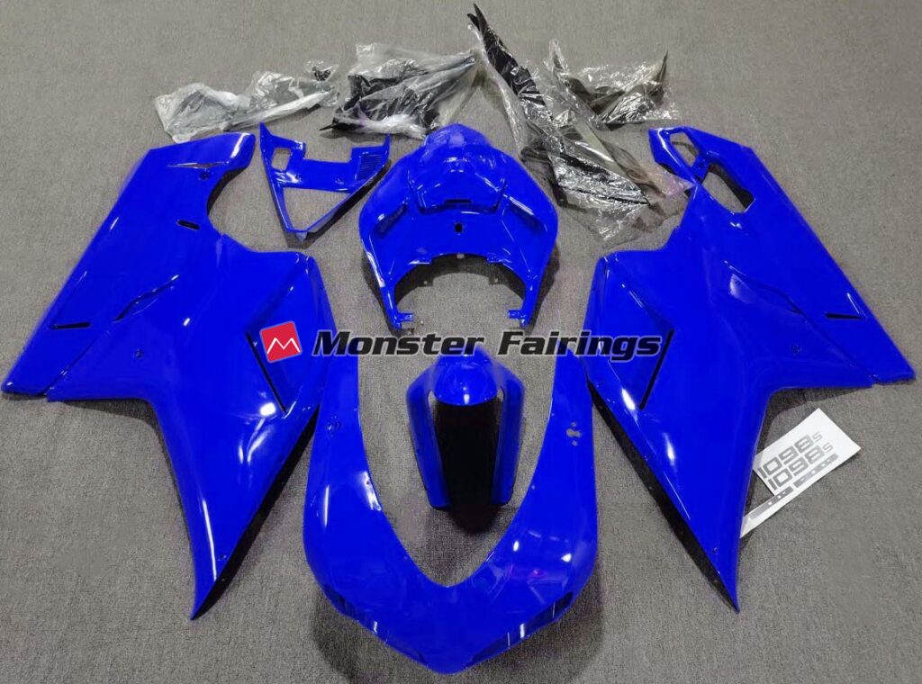 Ducati 848 1098 1198 2007 - 2012 Plain Gloss Blue ABS fairings - custom motorcycle bodywork kit by Monster Fairings
