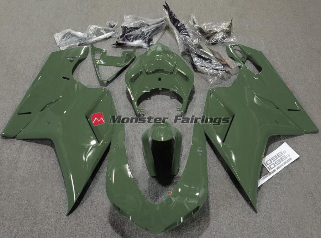 Ducati 848 1098 1198 2007 - 2012 Army Green Gloss ABS fairings - custom motorcycle bodywork kit by Monster Fairings