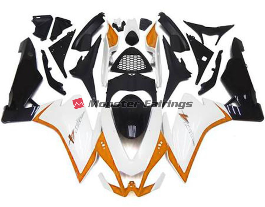 Aprilia RSV4 1000 2010 - 2015 Gloss White Orange ABS fairings - custom motorcycle bodywork kit by Monster Fairings