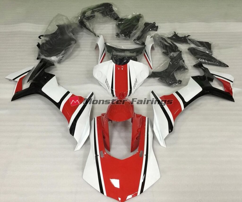 Yamaha R1 2015 - 2019 Gloss White Red Black ABS fairings - custom motorcycle bodywork kit by Monster Fairings