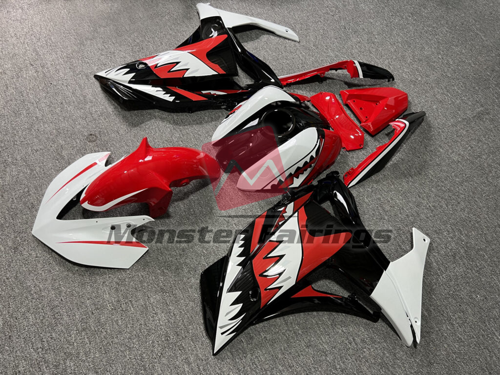 Gloss Red & White Black Shark ABS fairings for Yamaha R3 2014 - 2018 - premium OEM fit kit by Monster Fairings