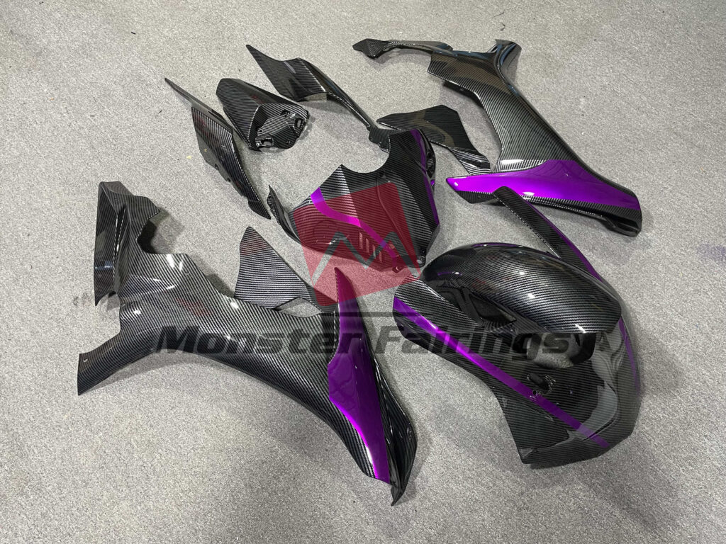 Yamaha R1 custom ABS fairings 2015 - 2019 in Carbon Fiber Style Purple - durable replacement kit, Monster Fairings