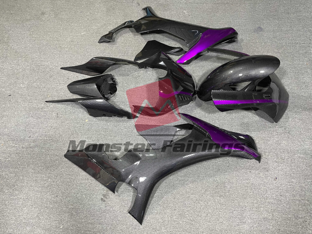 2015 - 2019 Yamaha R1 Carbon Fiber Style Purple fairing set - ABS injection, custom painted by Monster Fairings