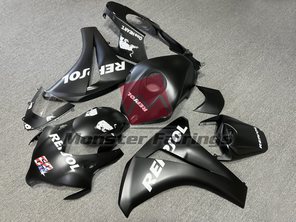 Honda CBR1000RR custom ABS fairings 2008 - 2011 in Matte Black Repsol - durable replacement kit, Monster Fairings