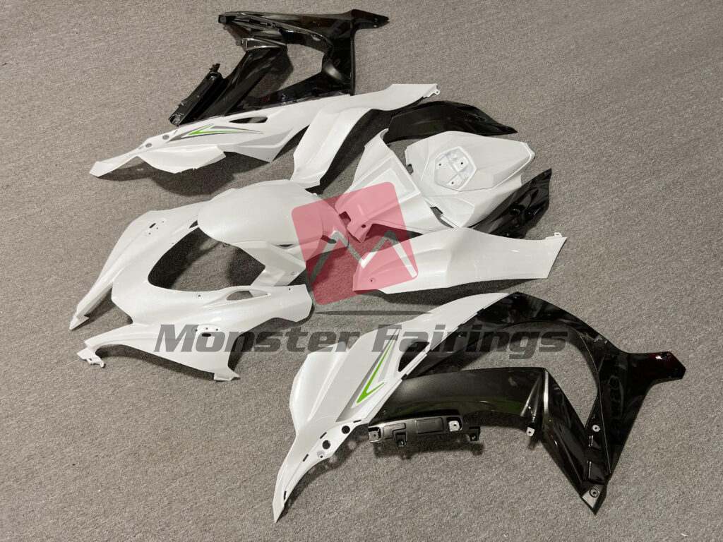 Gloss Pearl White & Gray ABS fairings for Kawasaki ZX10R 2016 - 2020 - premium OEM fit kit by Monster Fairings