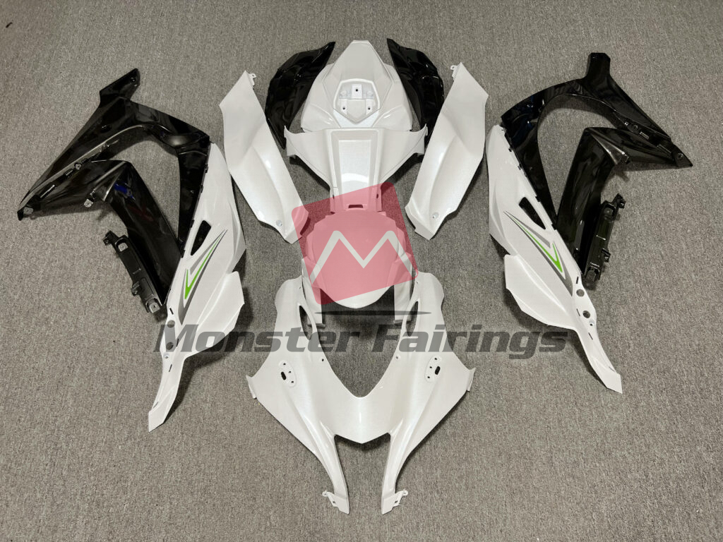 Kawasaki ZX10R 2016 - 2020 Gloss Pearl White & Gray ABS fairings - custom motorcycle bodywork kit by Monster Fairings