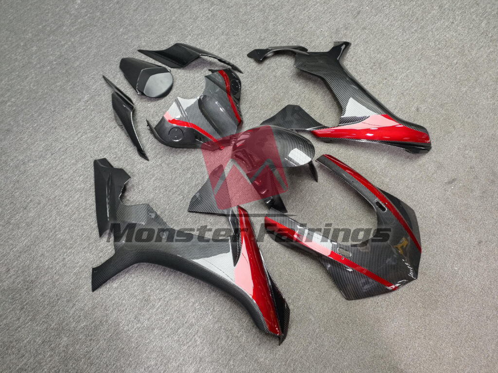 Yamaha R1 custom ABS fairings 2015 - 2019 in Gloss Carbon Fiber Dark Red - durable replacement kit, Monster Fairings