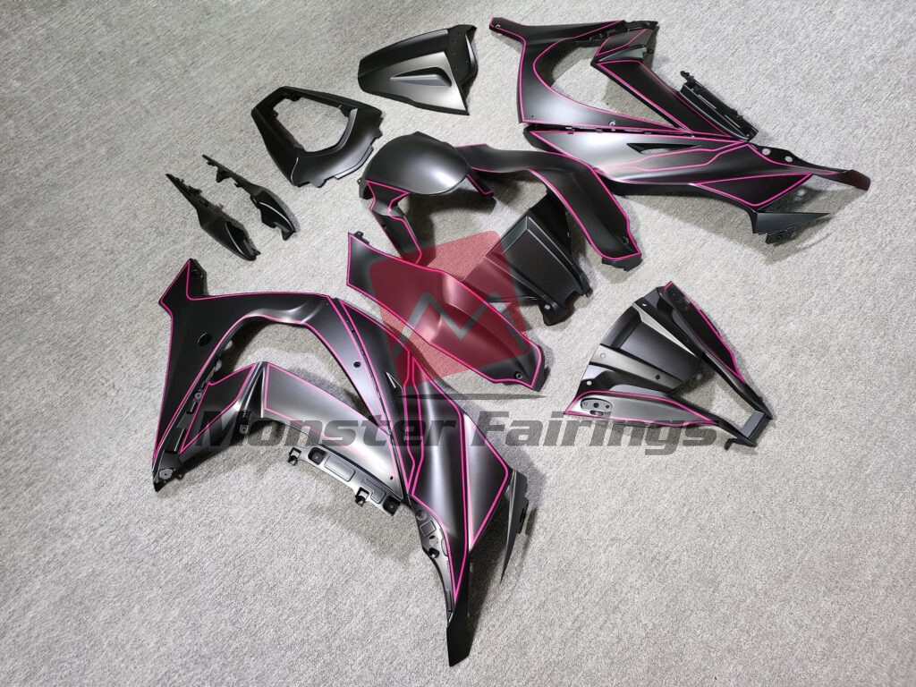 Kawasaki ZX10R custom ABS fairings 2011 - 2015 in Matte Black Pink - durable replacement kit, Monster Fairings
