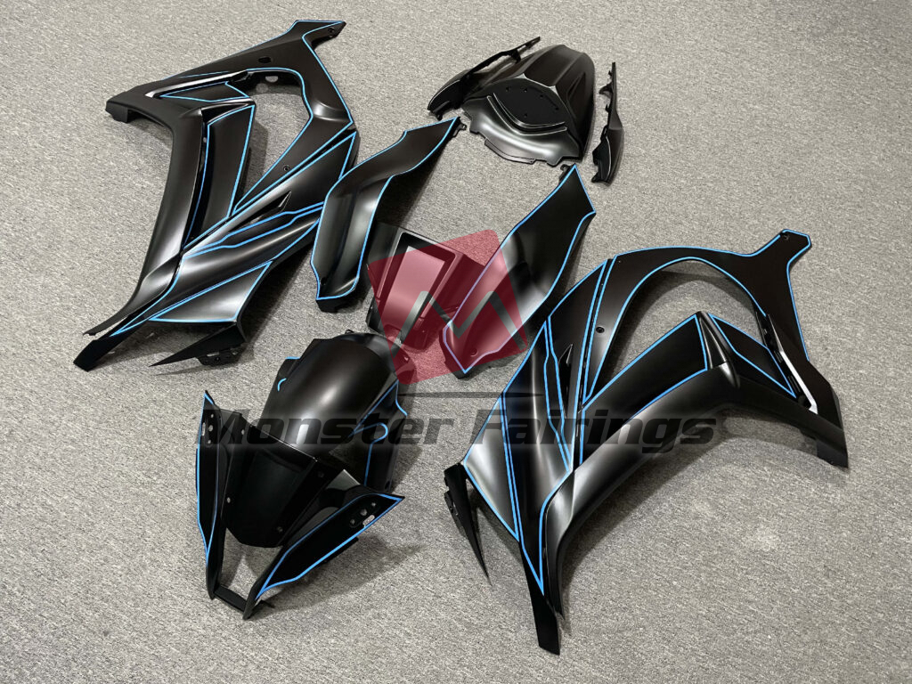 Matte Black Blue ABS fairings for Kawasaki ZX10R 2011 - 2015 - premium OEM fit kit by Monster Fairings
