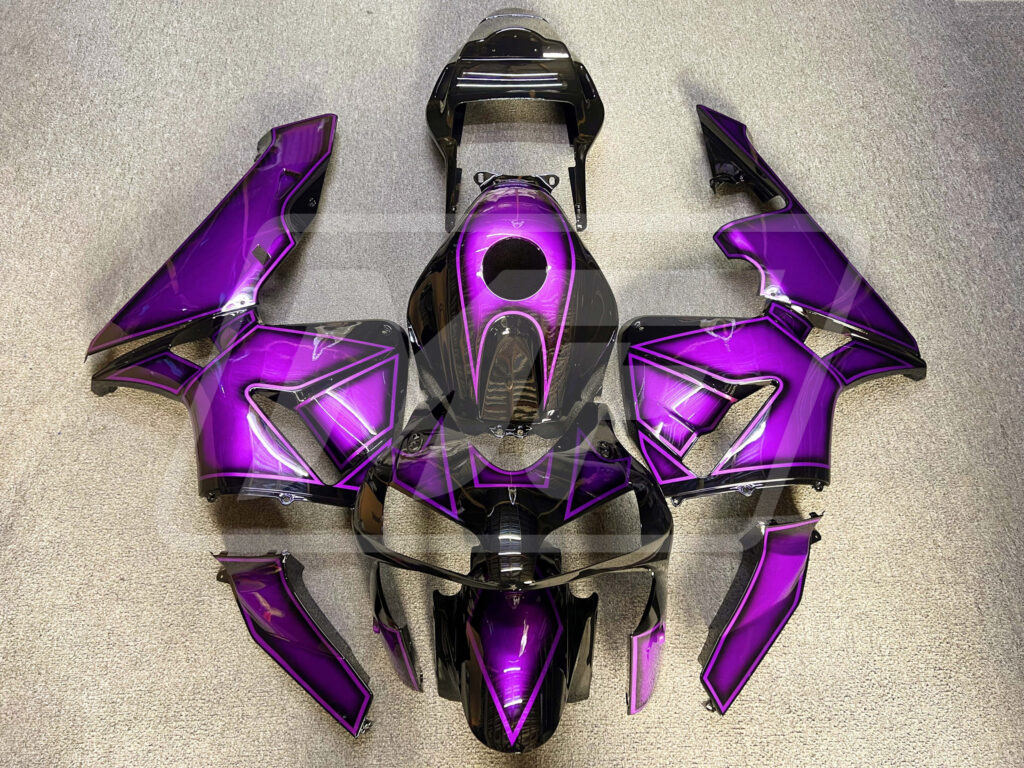 Honda CBR600RR 2003 - 2004 Gloss Black & Purple Custom ABS fairings - custom motorcycle bodywork kit by Monster Fairings