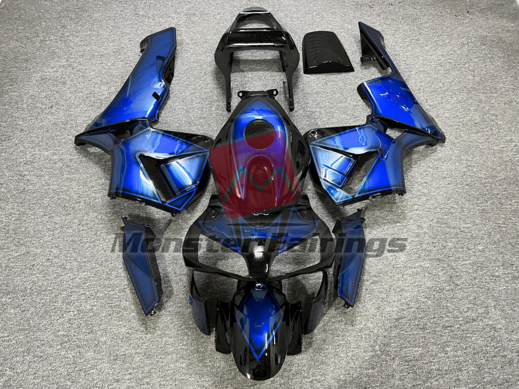 Honda CBR600RR 2003 - 2004 Gloss Black & Blue ABS fairings - custom motorcycle bodywork kit by Monster Fairings