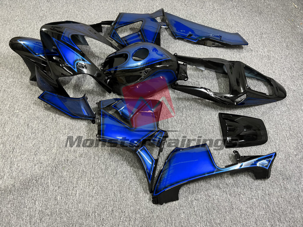 Honda CBR600RR custom ABS fairings 2003 - 2004 in Gloss Black & Blue - durable replacement kit, Monster Fairings