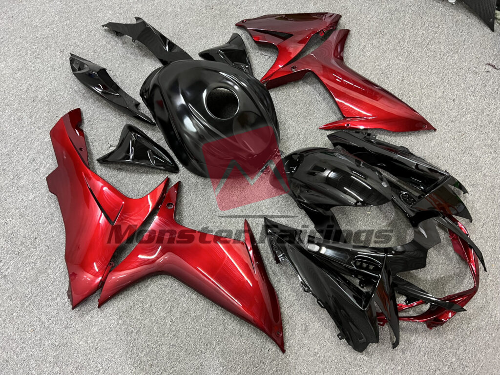 Suzuki GSXR custom ABS fairings 2011 - 2025 in Gloss Black Lava Red - durable replacement kit, Monster Fairings