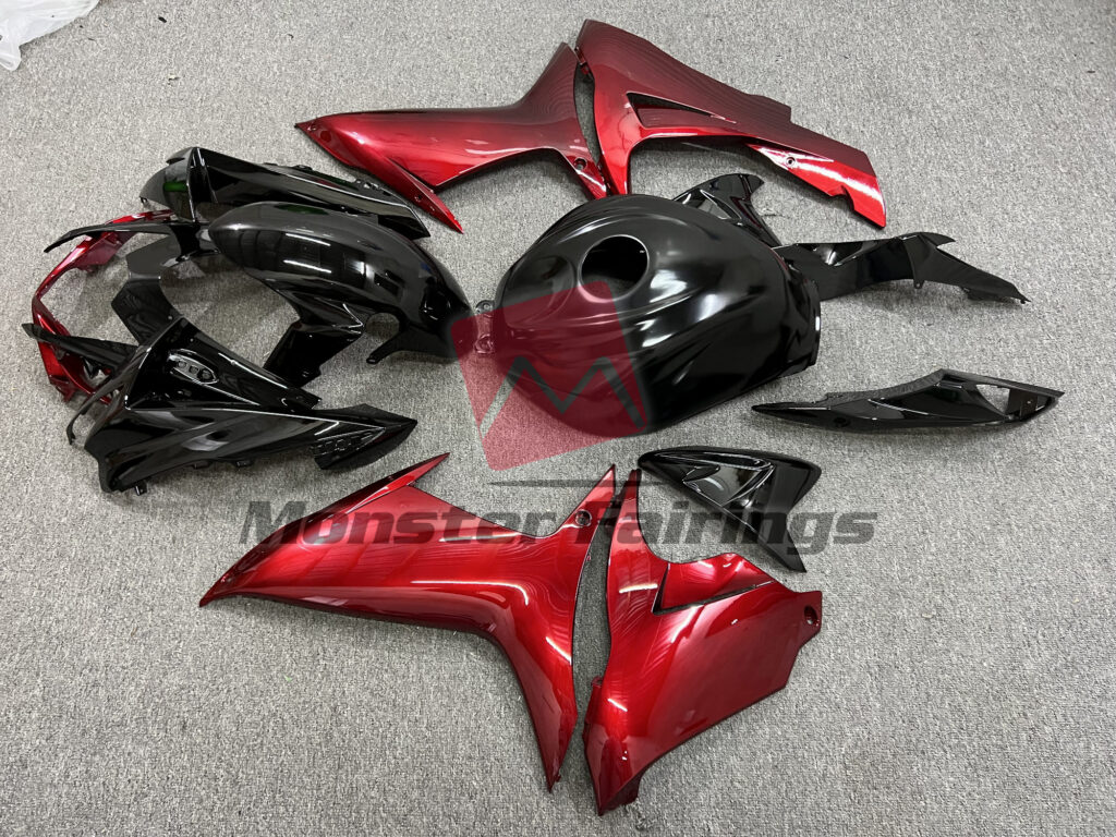 2011 - 2025 Suzuki GSXR Gloss Black Lava Red fairing set - ABS injection, custom painted by Monster Fairings