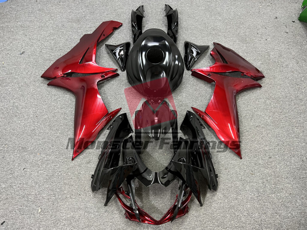 Suzuki GSXR 600 - 750 2011 - 2025 Gloss Black Lava Red ABS fairings - custom motorcycle bodywork kit by Monster Fairings