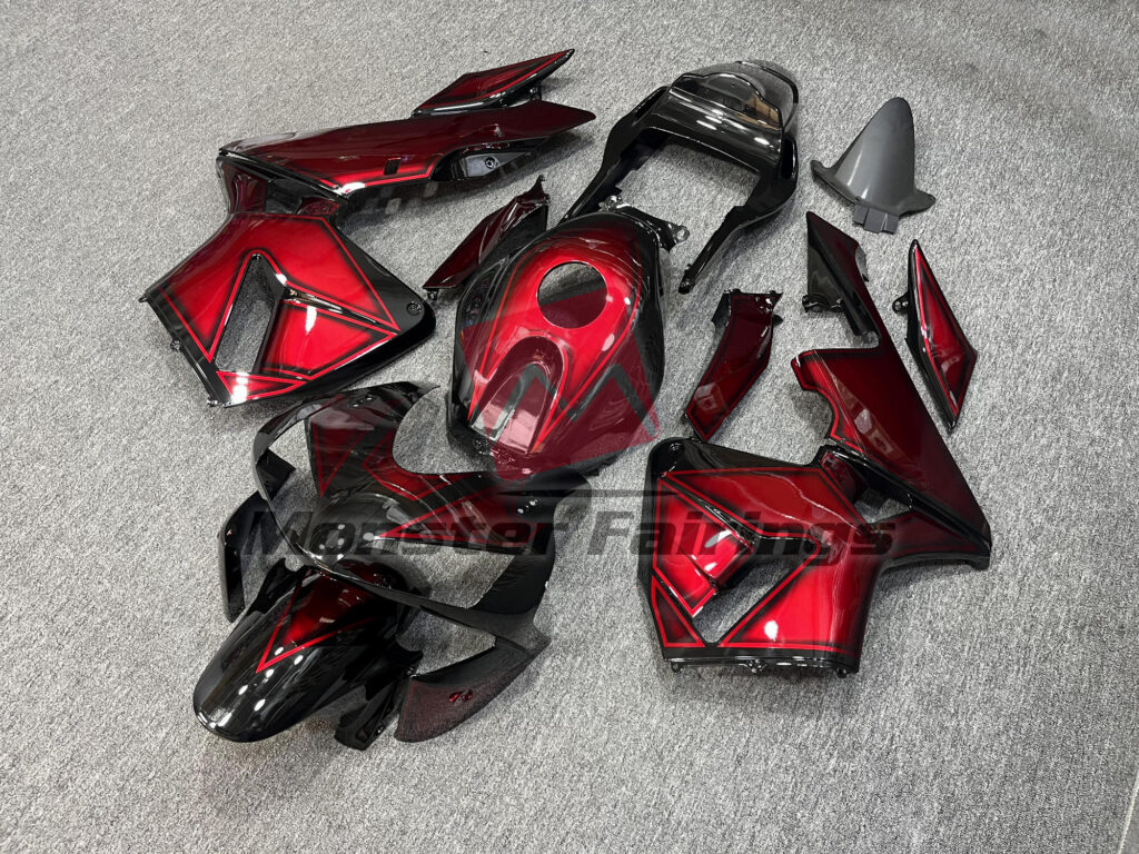 Honda CBR600RR custom ABS fairings 2003 - 2004 in Gloss Black & Maroon Red - durable replacement kit, Monster Fairings