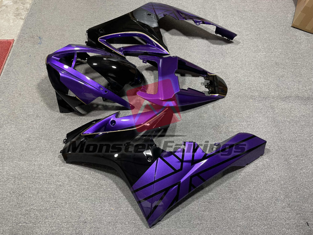 2009 - 2012 Triumph Daytona 675 Gloss Purple Black fairing set - ABS injection, custom painted by Monster Fairings