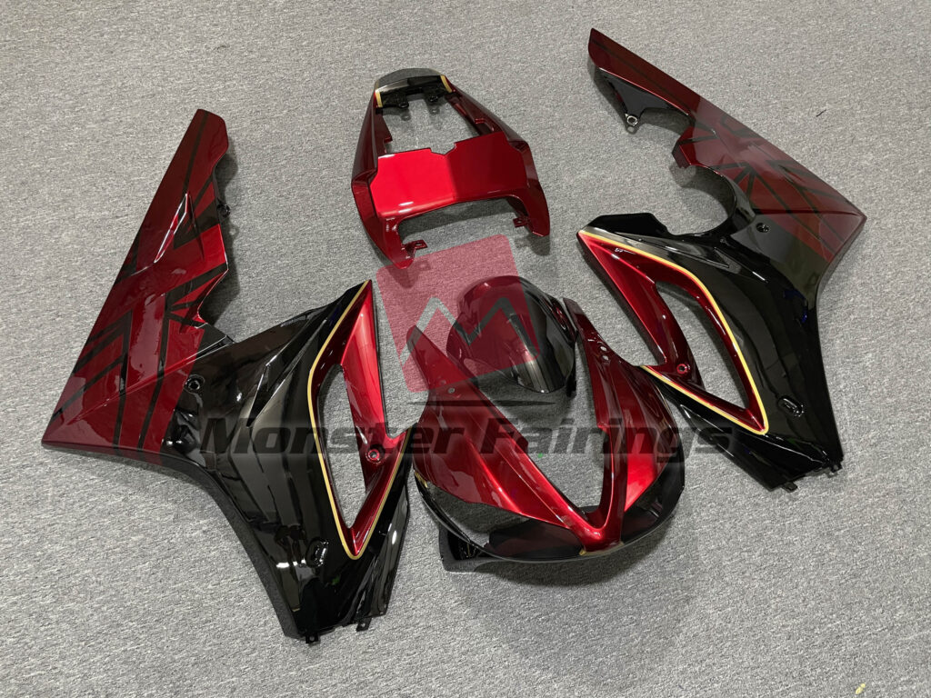 Triumph Daytona 675 custom ABS fairings 2009 - 2012 in Gloss Red Black - durable replacement kit, Monster Fairings