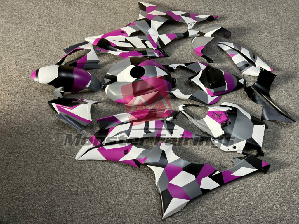 2008 - 2016 Yamaha R6 Matte Nardo Gray & Pink White Camo fairing set - ABS injection, custom painted by Monster Fairings