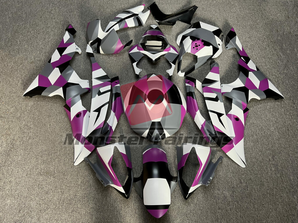 Yamaha R6 2008 - 2016 Matte Nardo Gray & Pink White Camo ABS fairings - custom motorcycle bodywork kit by Monster Fairings