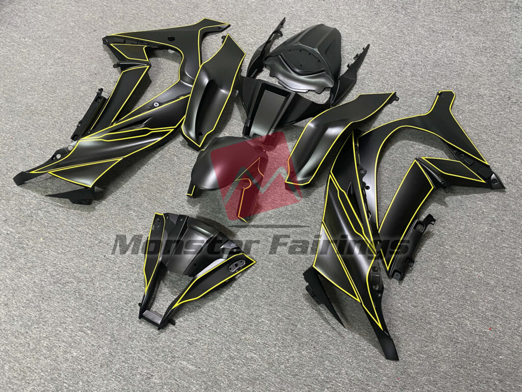 Matte Black Yellow ABS fairings for Kawasaki ZX10R 2011 - 2015 - premium OEM fit kit by Monster Fairings