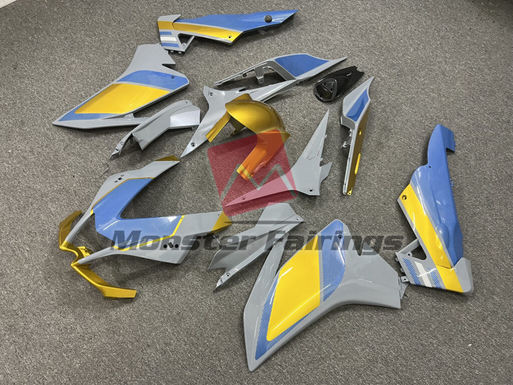 Nardo Gray Light Blue Carbon Fiber ABS fairings for Aprilia RSV4 1000 2010 - 2015 - premium OEM fit kit by Monster Fairings