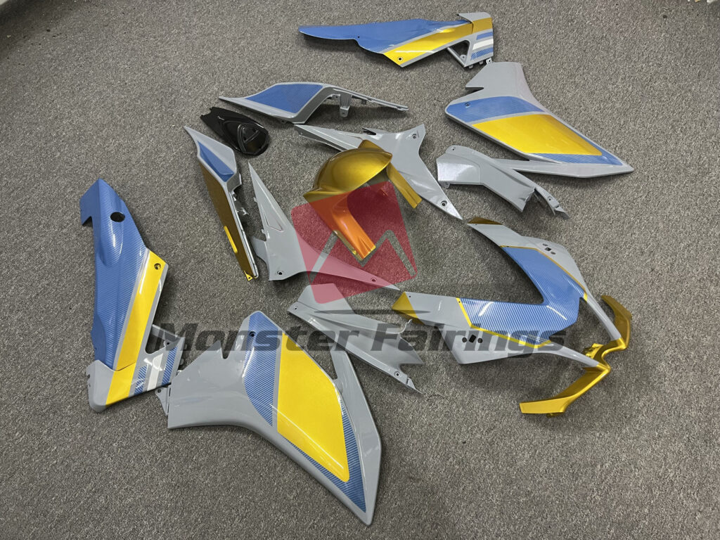 Aprilia RSV4 1000 custom ABS fairings 2010 - 2015 in Nardo Gray Light Blue Carbon Fiber - durable replacement kit, Monster Fairings