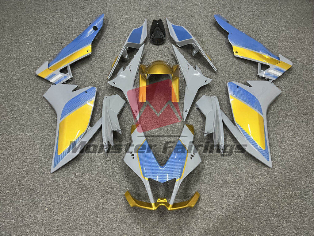 Aprilia RSV4 1000 2010 - 2015 Nardo Gray Light Blue Carbon Fiber ABS fairings - custom motorcycle bodywork kit by Monster Fairings