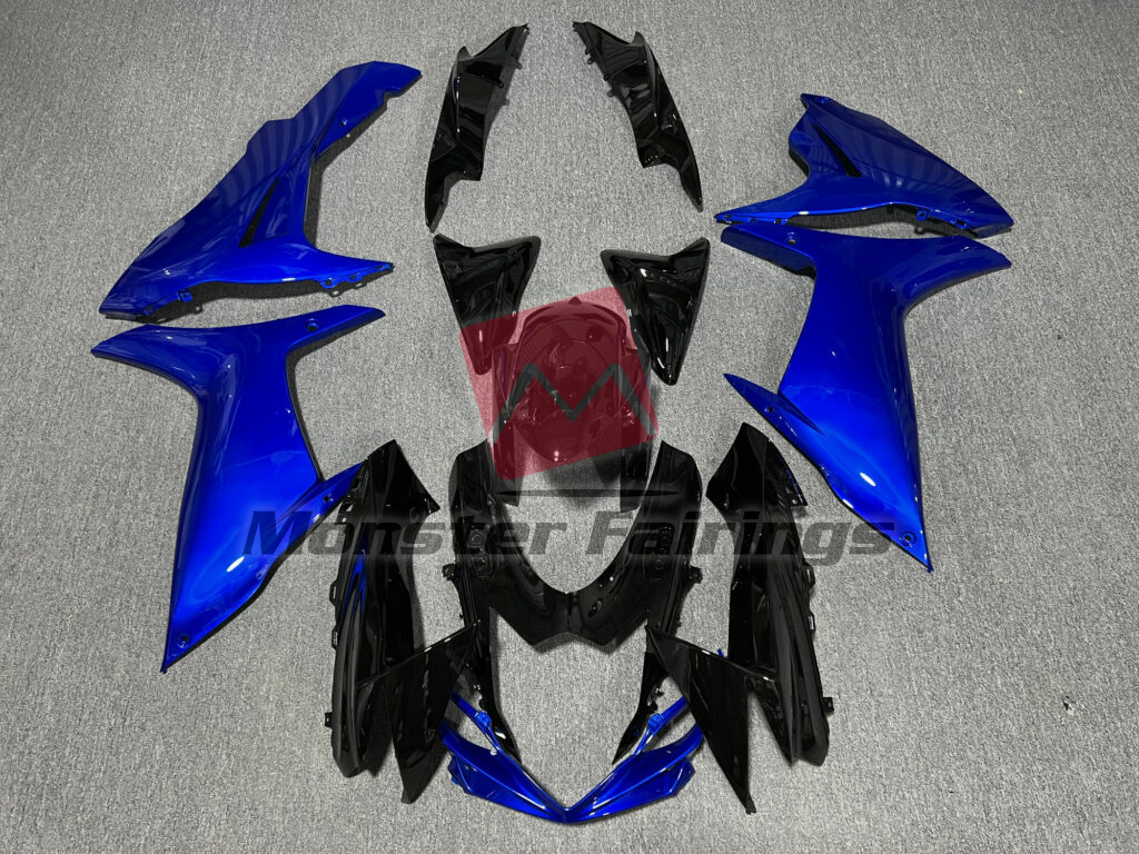 Suzuki GSXR 600 - 750 2011 - 2025 Gloss Black & Blue ABS fairings - custom motorcycle bodywork kit by Monster Fairings