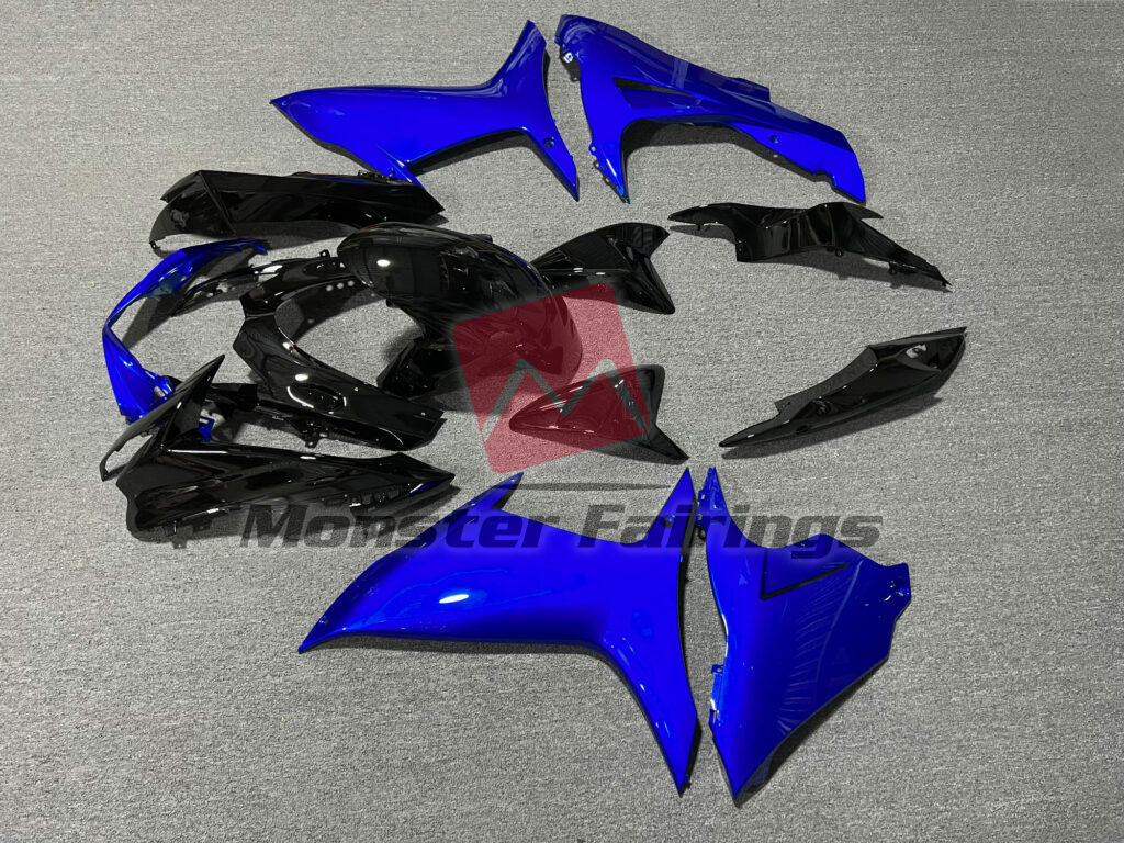 2011 - 2025 Suzuki GSXR Gloss Black & Blue fairing set - ABS injection, custom painted by Monster Fairings