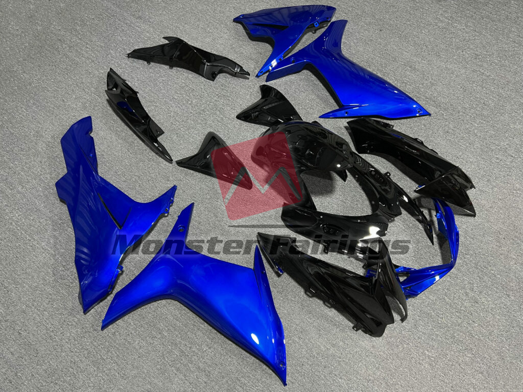 Suzuki GSXR custom ABS fairings 2011 - 2025 in Gloss Black & Blue - durable replacement kit, Monster Fairings