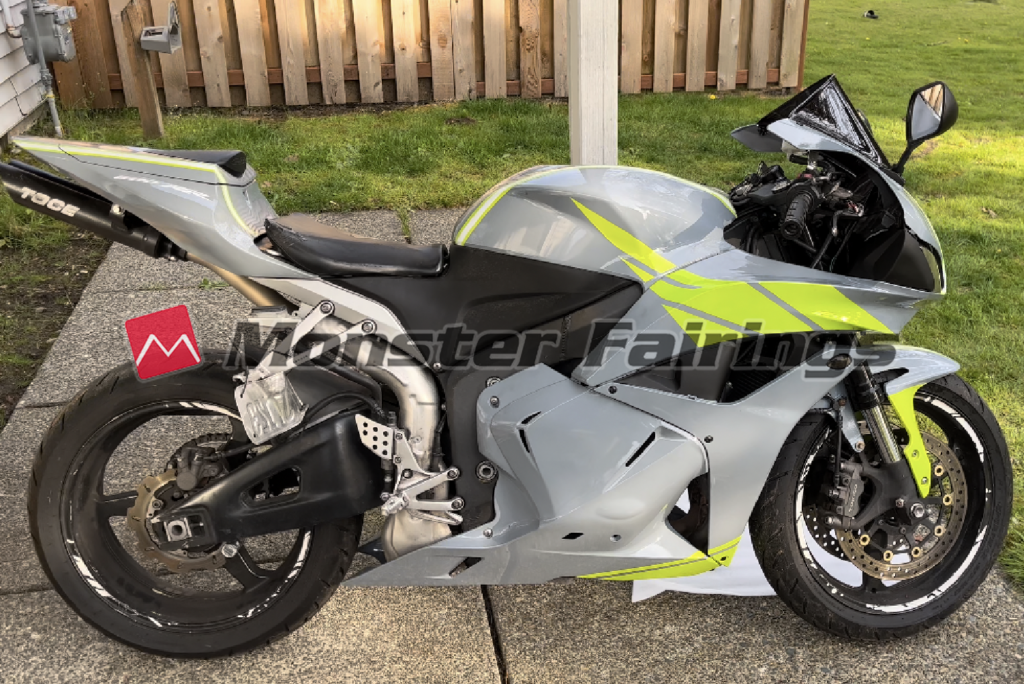 2009 - 2012 Honda CBR600RR Nardo Grey High Viz Yellow fairing set - ABS injection, custom painted by Monster Fairings